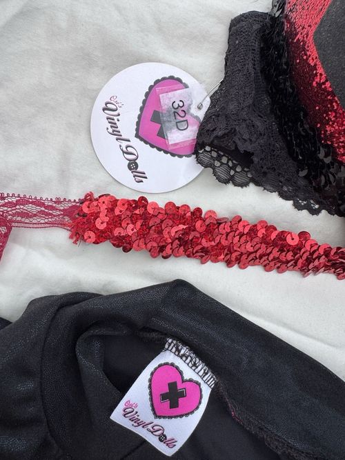 Rhinestone Vicky Ross bikini set with free Vinyl Dolls Harley Quinn costume set  — image 15