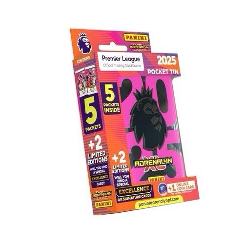 Panini Premier League Adrenalyn XL 2025 Trading Card Pocket Tin - Packs Sealed