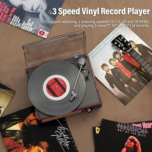 Bluetooth Vinyl Record Player,3-Speed Turntable with Stereo Speakers A — image 5