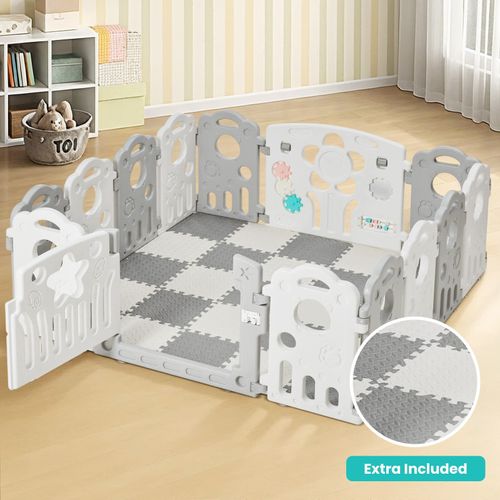 Baby Playpen Large Plastic Play Pen Bear Babies Fence & Foam Play Mat — image 8