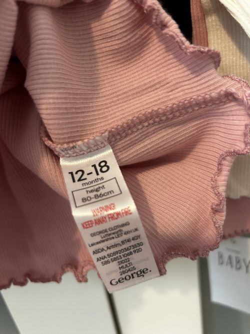 4 Ribbed Baby Girls Tops 12-18 Months George New with Tags — image 6