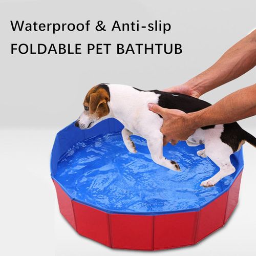 Dog Pool Pet Bath Tub With Drain Valve Swimming Pool Foldable Portable Durable — image 3