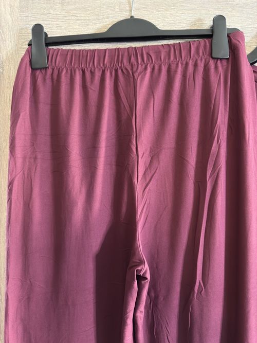 Women's Wine Burgundy Size M 2 Piece Co Ord Lounge Set Wide Leg Trousers UK WFH — image 14