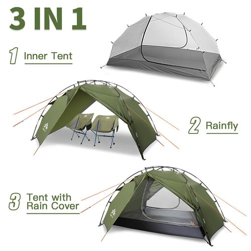 Backpacking Tent 2 Man Waterproof Lightweight Easy Setup Camping Shelter — image 2