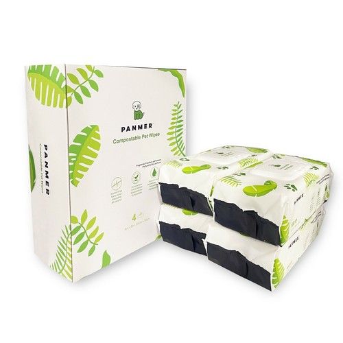 PANMER Pet Dog Wipes For All Pets Eco-Friendly Hypoallergenic Unscented Cleaning