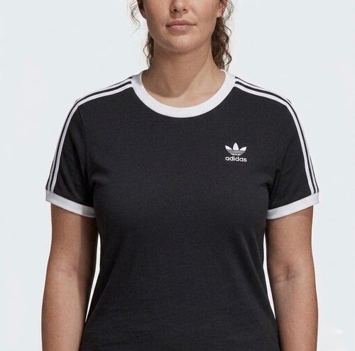 Women Adidas Originals 3 Stripes Cotton T-shirt Crew Neck Short Sleeve S-XXL