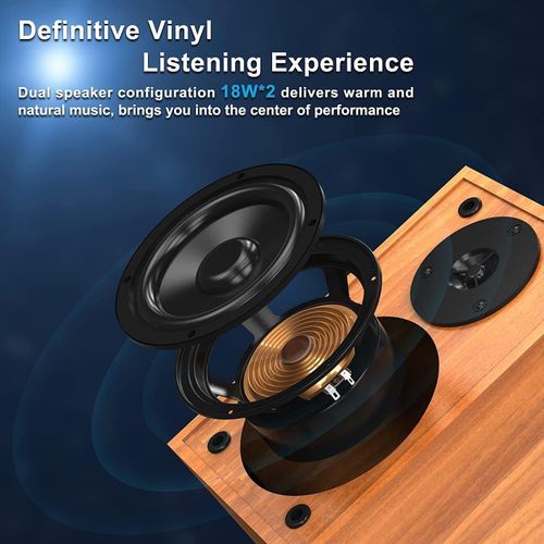 HiFi Wooden Bluetooth Turntable Vinyl Record Player Stereo System w/ Twin Speake — image 5
