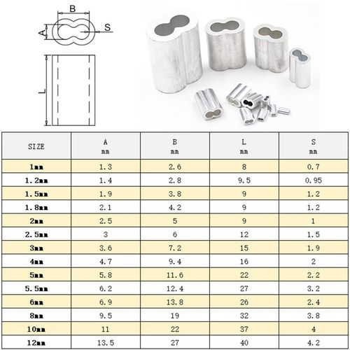 Wire Rope Ferrules Clamp Sleeves Crimping Aluminium For Wire Rope 1mm-20mm — image 1