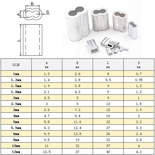 Wire Rope Ferrules Clamp Sleeves Crimping Aluminium For Wire Rope 1mm-20mm