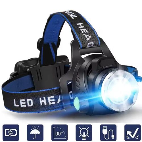 Waterproof Headlamp Rechargeable LED Headlight Head Torch USB Line Lamp in UK