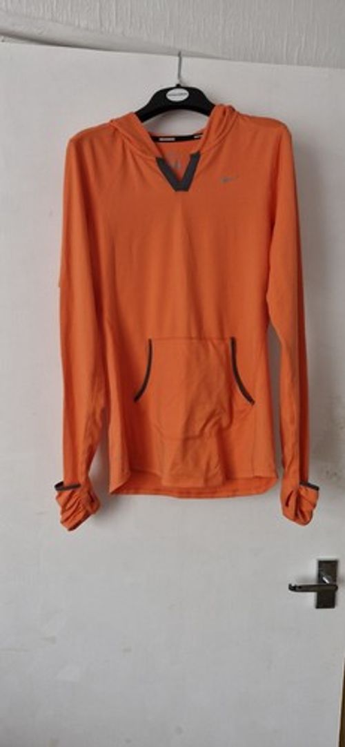 Nike Dri-fit Running Long Sleeve With Hoodie Orange UK Size S