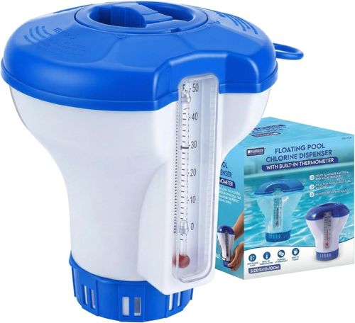 Floating Pool Chlorine Dispenser With Built In Thermometer Pools Hot Tubs Spas — image 1