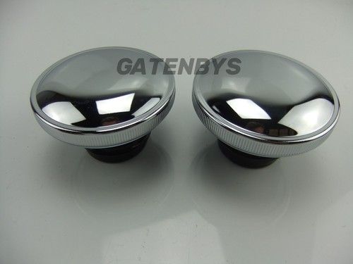 PAIR Chrome LEFT & RIGHT Side Petrol Fuel Tank Cap Lid Harley Davidson Softail