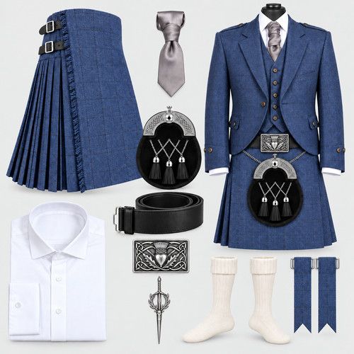 Mens Tweed Argyle Kilt Outfit 8 Yard 16oz Scottish Highland Dress Made to Order
