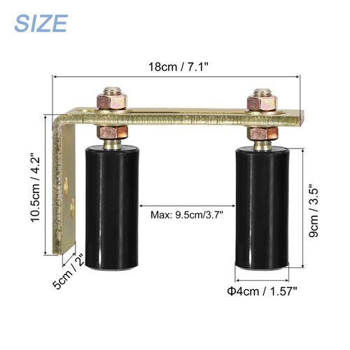 Slide Gate Guide Roller with L Post Bracket 3" Dual Nylon Rollers Black — image 2