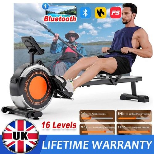 BLUETOOTH LCD Magnetic Rowing Machine 16 Levels of Quiet Resistance For Home Gym