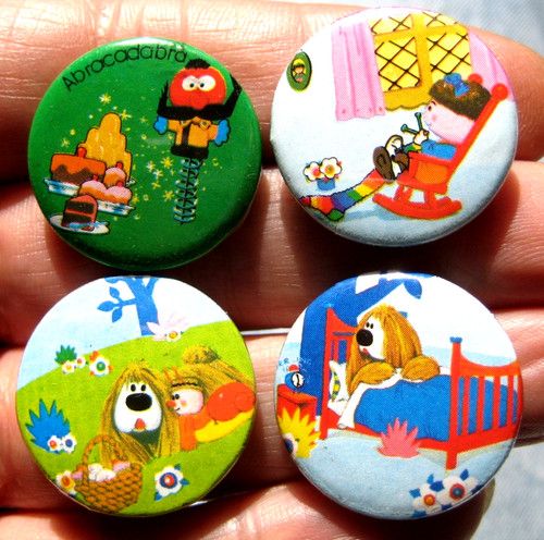 The Magic Roundabout vintage early 1970s complete setx4 rare pin badges