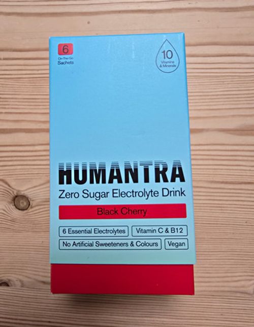 HUMANTRA Zero Sugar Vegan Electrolyte Sachets Black Cherry 6, 23.4g