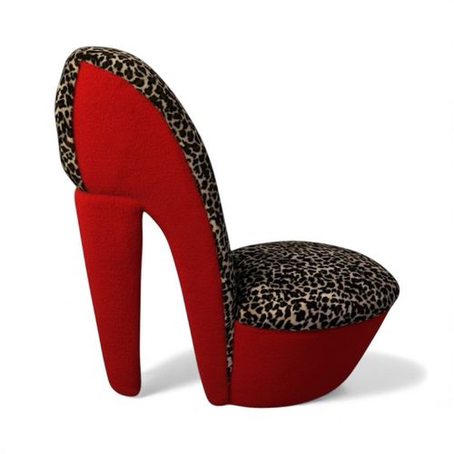 High Heel Shoe Chair Y2K Leopard Print Accent Chair Glam Bedroom Furniture — image 8