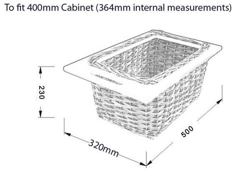 Wicker Basket Drawer Pull out With Handle For 400mm Cabinet, With Beech Runners — image 3