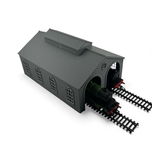 O Gauge 1:43 Double Engine Shed – 3D Printed Model Railway Building (Unpainted) — image 3