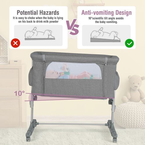 3-in-1 Baby Bedside Bassinet Crib Height- Infant Newborn Cot Bed — image 7
