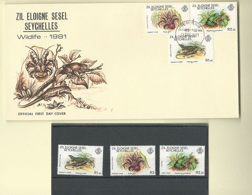 SEYCHELLES  ZIL ELOIGNE SESEL 1981 OFFICIAL FDC & MNH SC 30-32 WILDLIFE FREESHIP