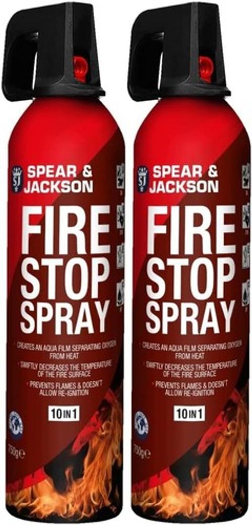 Spear and Jackson - 2  x 750g Fire Stop Spray - For Home, Kitchen, Car, Caravan