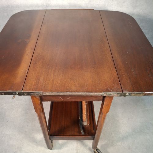 Drop Leaf Trolley Table Tea Drinks Cart Wooden Serving Table On Wheels Vintage — image 7
