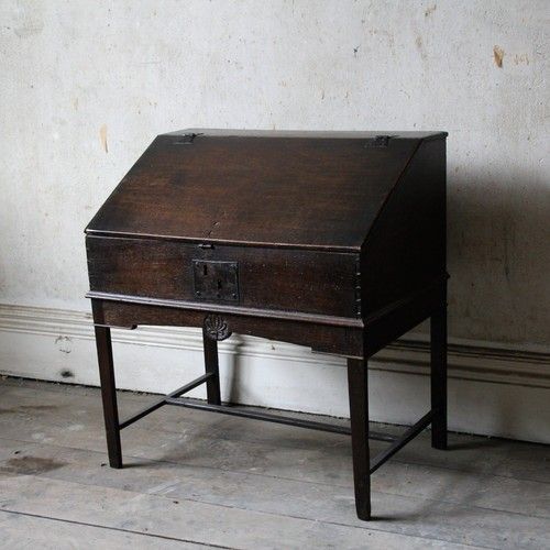 Antique 18th century country oak chest on stand, desk, table chest, bible box