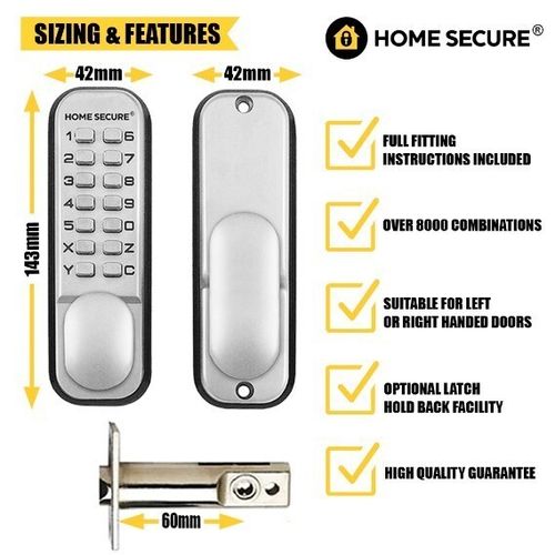 Home Secure™ Digital Push Button Door Key Pad Lock HS13187  — image 4