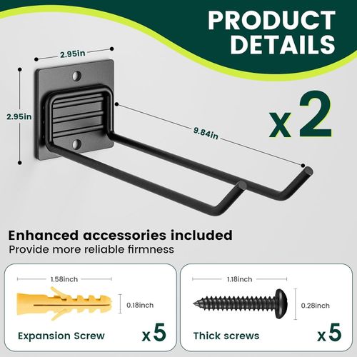 2x Heavy Duty Garden Tool Storage Rack Wall Mounted Garage Shed Organiser Hooks — image 2