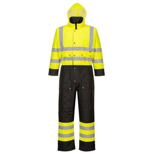 Portwest S485 Hi Vis Contrast Coverall Waterproof Thermal Lined Warm Workwear