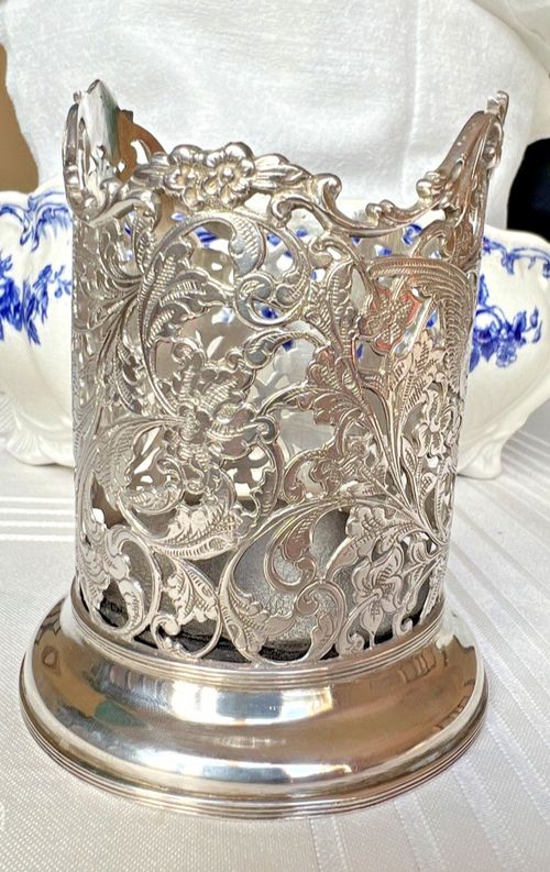Antique Solid Silver ornated Wine Coaster or Vase, German? Dutch? — image 8