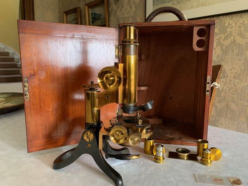 Antique Henry Crouch Histological Brass Microscope - circa 1887, Cased — image 19