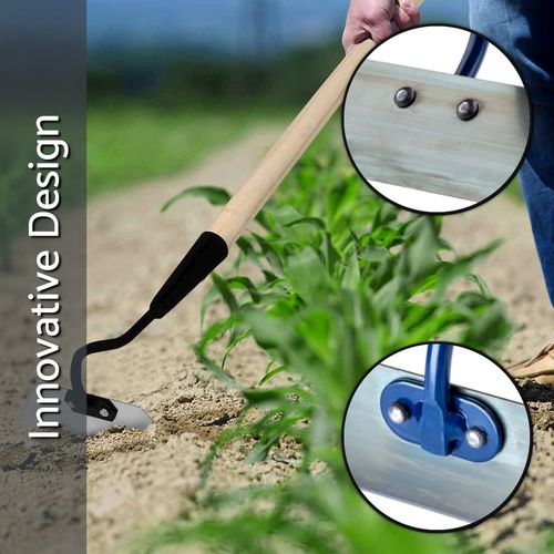 12 cm / 5 inch Solid Steel Swan Neck Hoe Head Garden Tool with Wooden Handle — image 4
