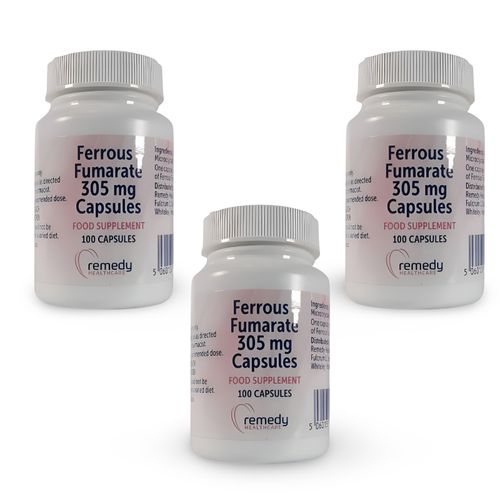 Ferrous Fumarate 305mg Iron -100 Capsules x 3 (Brand May Vary) — image 1