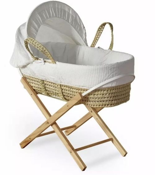 Chicco Next To Me Crib & Kinder Valley Waffle Palm Moses Basket with Stand — image 2