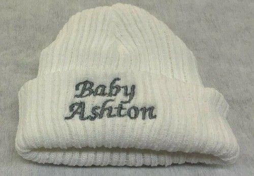 Personalised Newborn Baby Hat | Unisex Knitted Boy Girl | Custom Name Year Baby