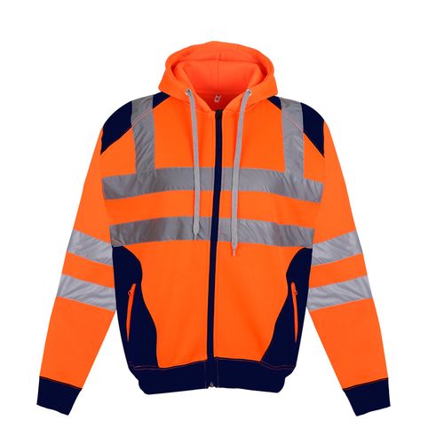 Hi Viz Vis High Visibility Jacket Hoodie Work Zip Hooded SweatShirt Fleece S-5XL — image 2