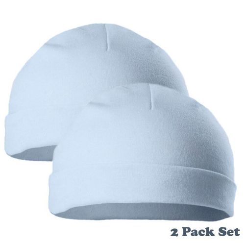 Soft Touch 2 Pairs Baby Beanie Hat Soft Cotton Boy Girl Newborn & 0-3 Months — image 1