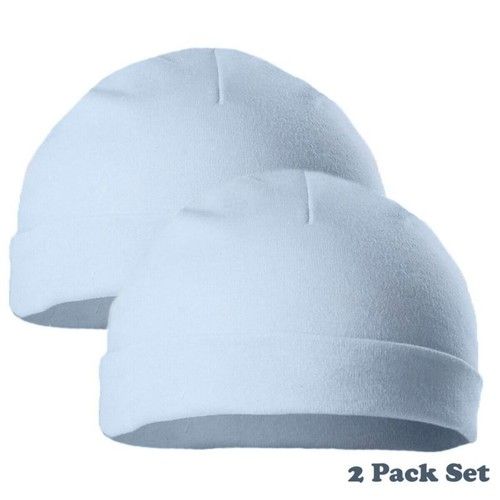 Soft Touch 2 Pairs Baby Beanie Hat Soft Cotton Boy Girl Newborn & 0-3 Months