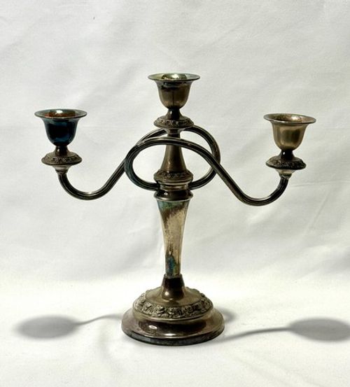 Ornate Silver-Coloured Three-Light Candelabra Candle Holder 24cm