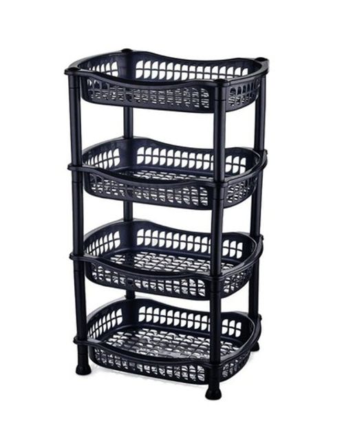 4 Tier Plastic Fruit Vegetable Shelves Rack Basket Kitchen Storage Rack Stand