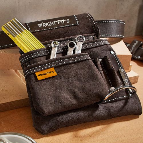 Buffalo Leather Dark Brown Nail and Hammer Tool Belt Work Pouch for Workers-114