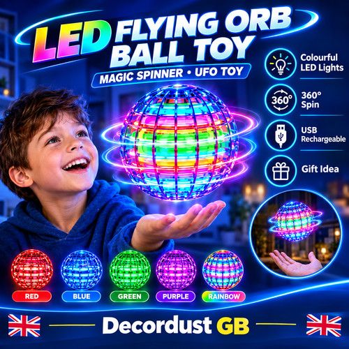 LED Flying Orb Ball Toy Automatic Floating Spinner UFO Magic Drone Gift Kids