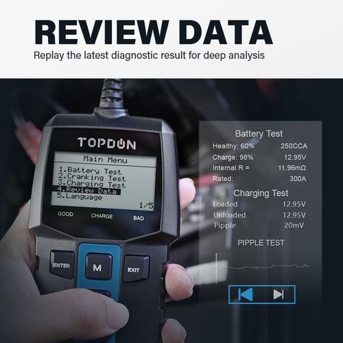 NEW! TOPDON 12V Car Battery Load Tester Analyzer Cranking Charging Test BT100-E — image 2