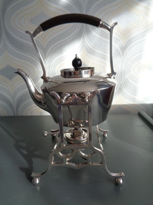 Martin, Hall & Co. Antique Silver Plated Tilting Spirit Kettle with Case — image 7