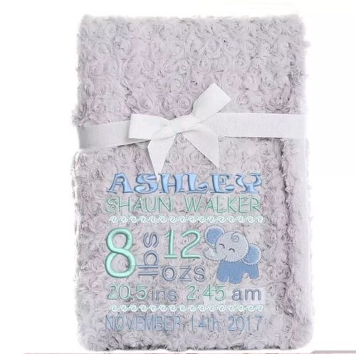 Personalised Baby Blanket Embroidered Soft Bubble Boy Girl Gift Stars Newborn — image 1