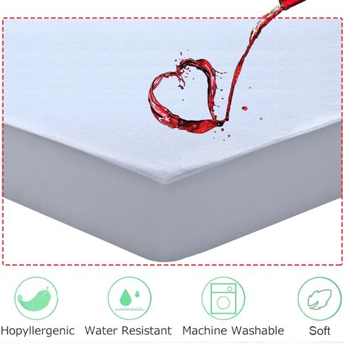 Non-Noisy Waterproof Mattress Protector Fitted Double Bed Cover Anti Allergy Bed — image 4
